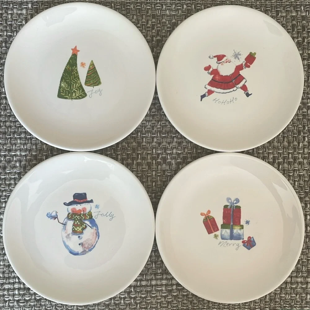 Pier 1 Imports 6” Appetizer Plate 4 Piece Set Holiday / Christmas Earthenware